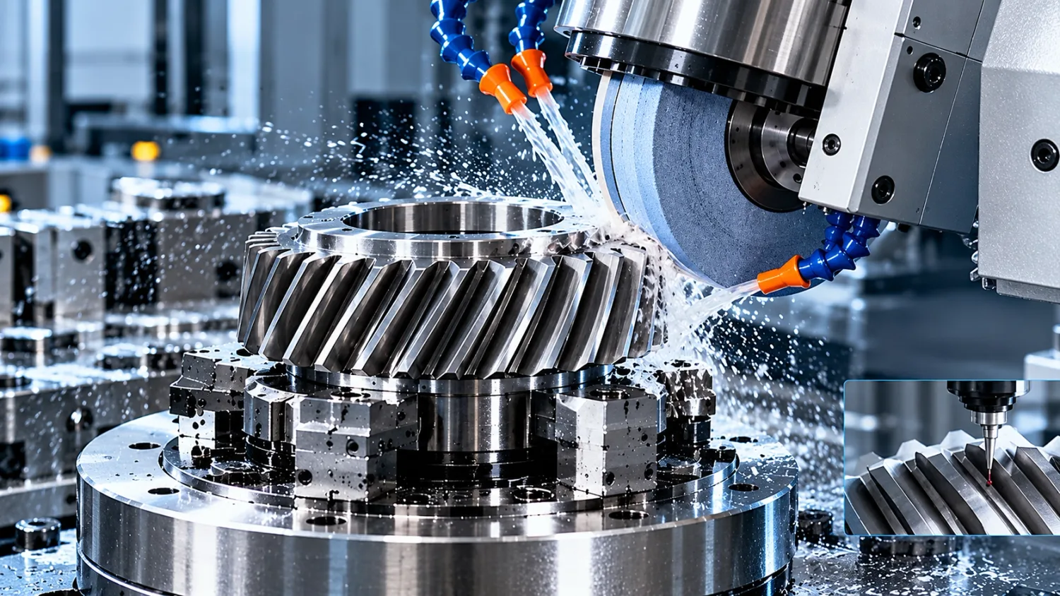 Grinding a helical gear on an ultra-precision machine