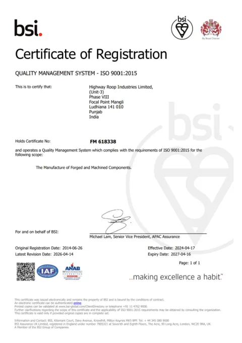 ISO 9001:2015 certificate