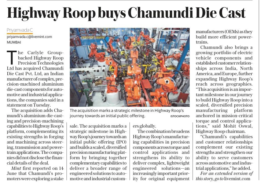 Mint coverage - Highway Roop buys Chamundi Die Cast